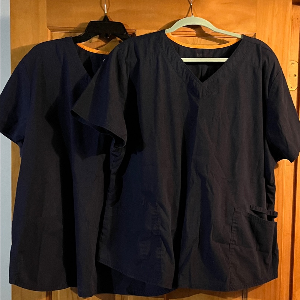 2 Women’s Navy Blue Scrub Shirts